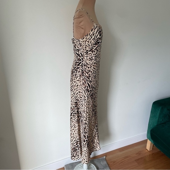 JOIE Janeil Ecru Leopard Print Lyocell Twill Sleeveless Midi Slip Dress EUC Sz 4 - Picture 6 of 11